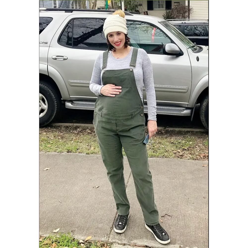 Hatch Olive Utility Maternity Overalls
